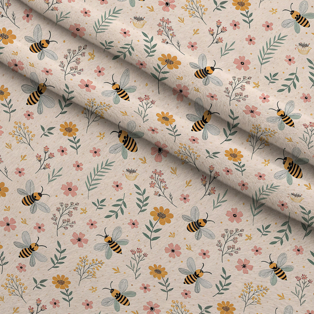 Honeycomb Harvest Pattern 13 Fleece Fabric — fleece fabric folded close-up preview (mv-fleece-v1:lying)