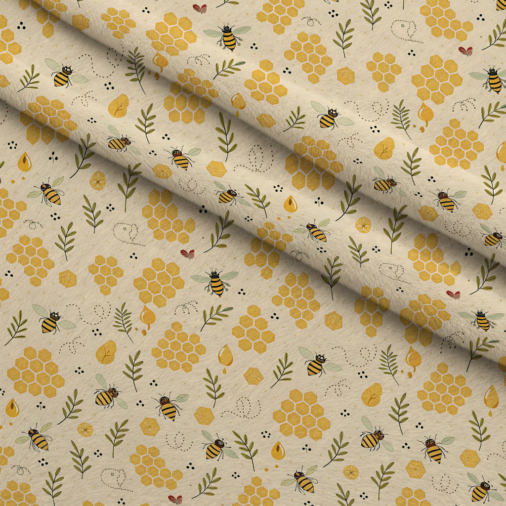 Honeycomb Harvest Pattern 14 Fleece Fabric — fleece fabric folded close-up preview (mv-fleece-v1:lying)
