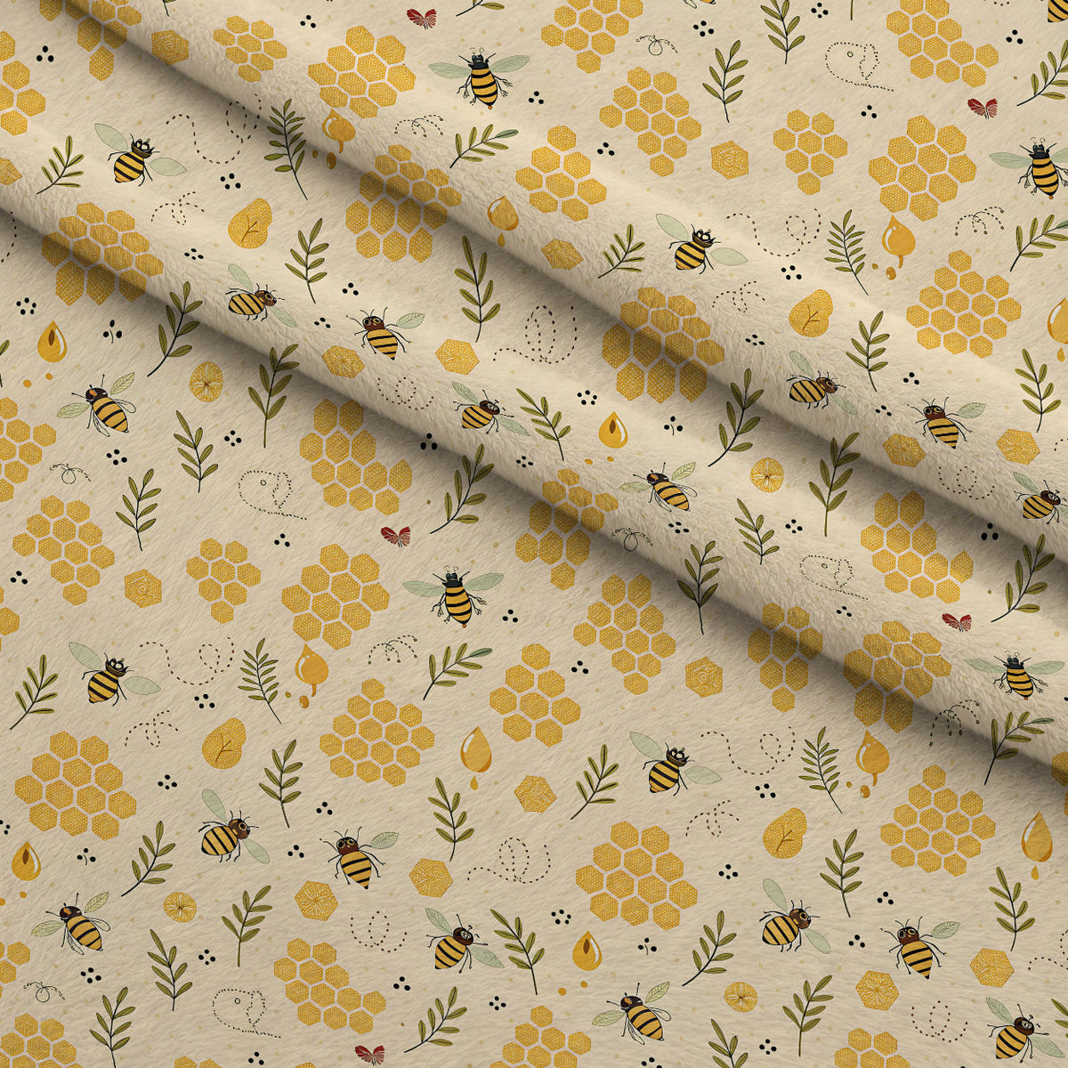 Honeycomb Harvest Pattern 14 Fleece Fabric — fleece fabric folded close-up preview (mv-fleece-v1:lying)