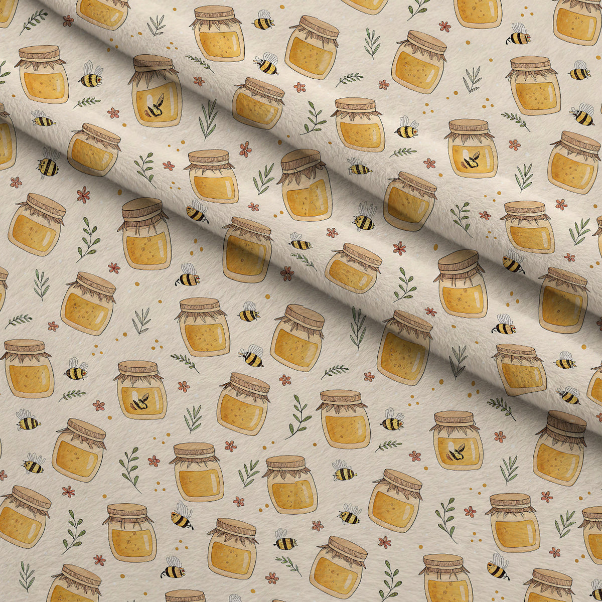 Honeycomb Harvest Pattern 15 Fleece Fabric — fleece fabric folded close-up preview (mv-fleece-v1:lying)