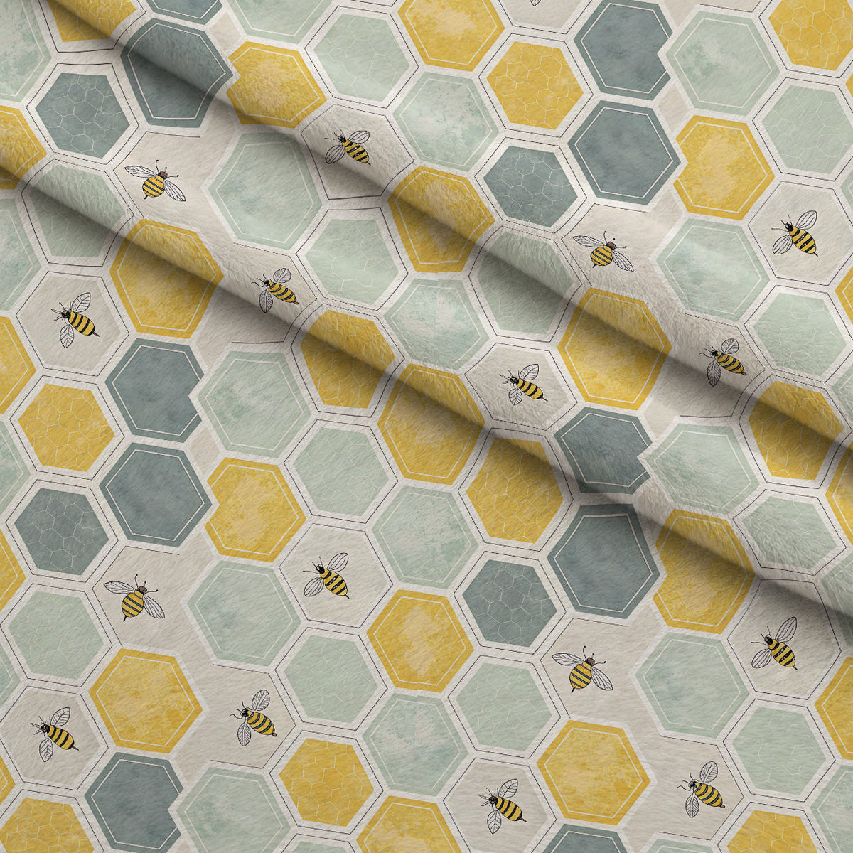 Honeycomb Harvest Pattern 16 Fleece Fabric — fleece fabric folded close-up preview (mv-fleece-v1:lying)