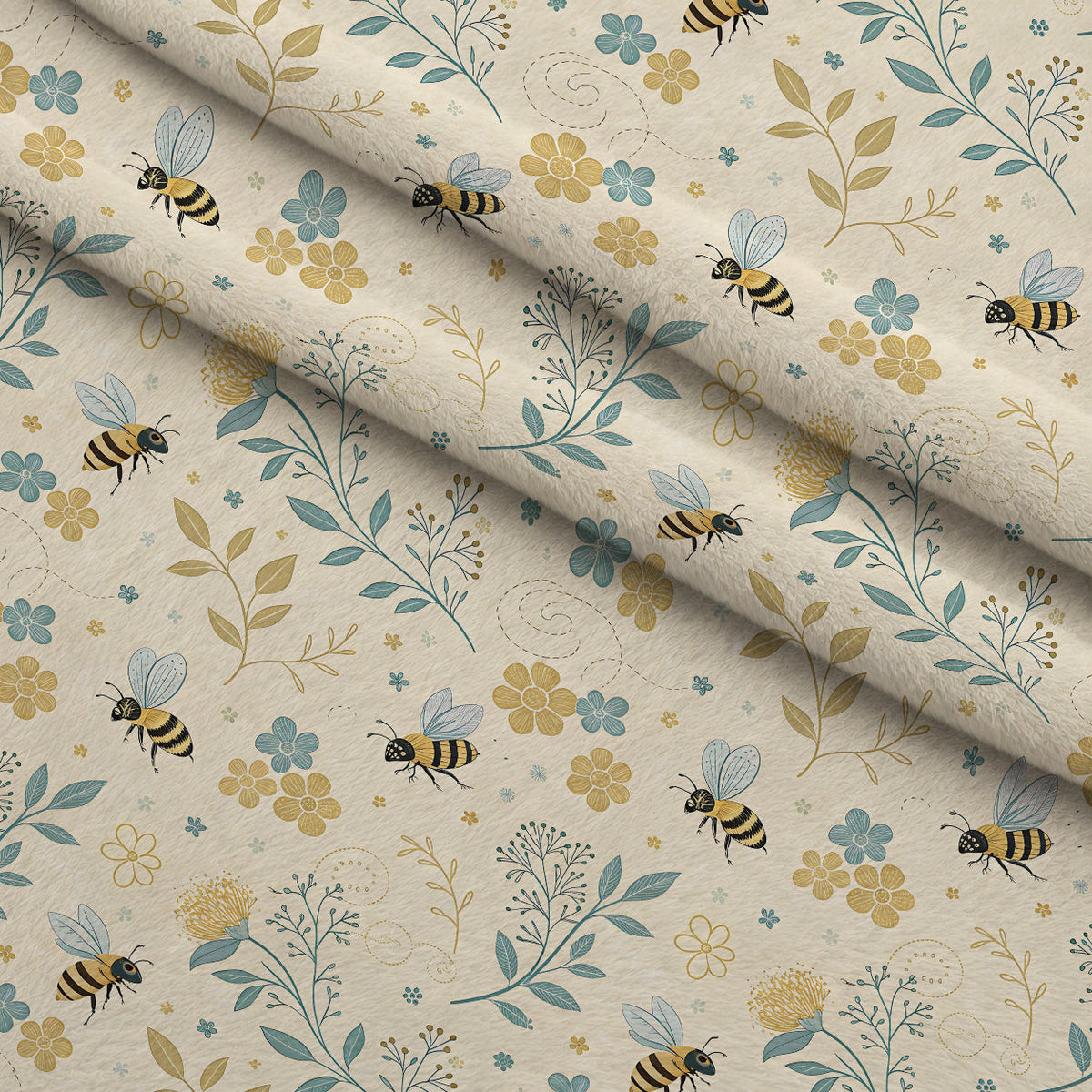 Honeycomb Harvest Pattern 18 Fleece Fabric — fleece fabric folded close-up preview (mv-fleece-v1:lying)