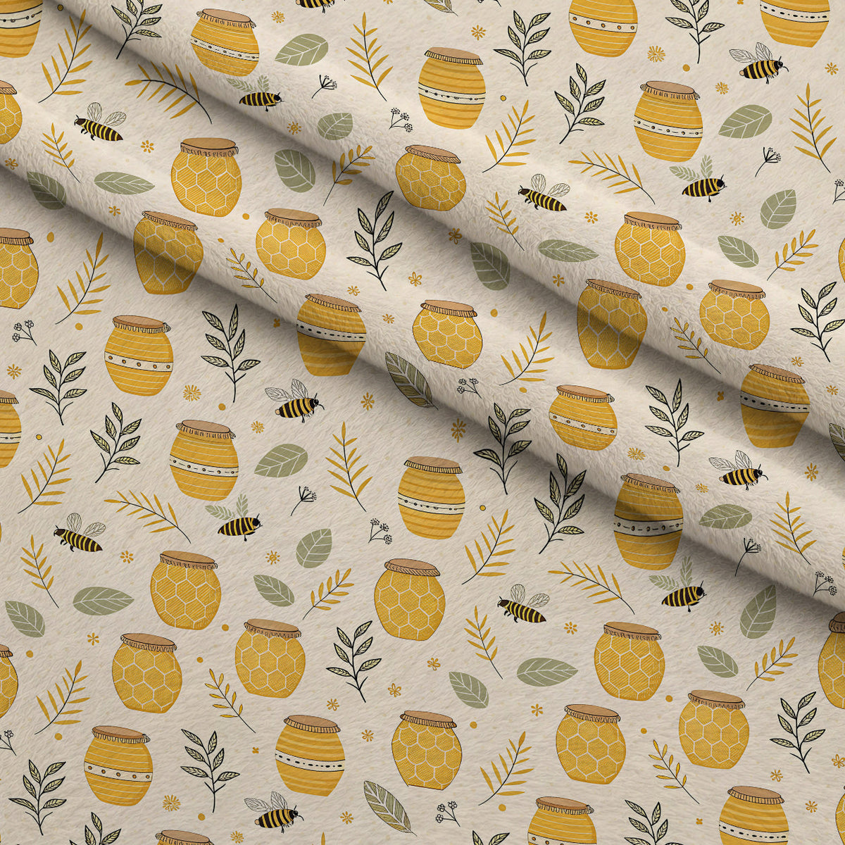Honeycomb Harvest Pattern 19 Fleece Fabric — fleece fabric folded close-up preview (mv-fleece-v1:lying)
