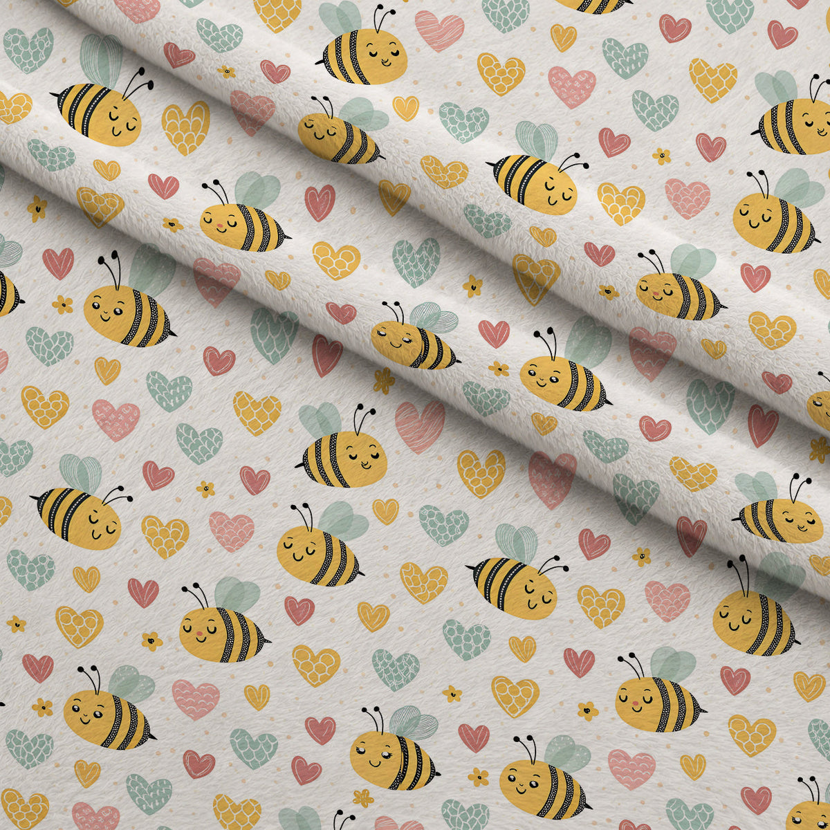 Honeycomb Harvest Pattern 2 Fleece Fabric — fleece fabric folded close-up preview (mv-fleece-v1:lying)