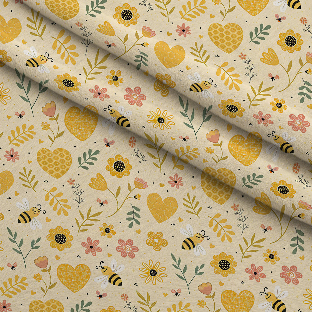 Honeycomb Harvest Pattern 21 Fleece Fabric — fleece fabric folded close-up preview (mv-fleece-v1:lying)