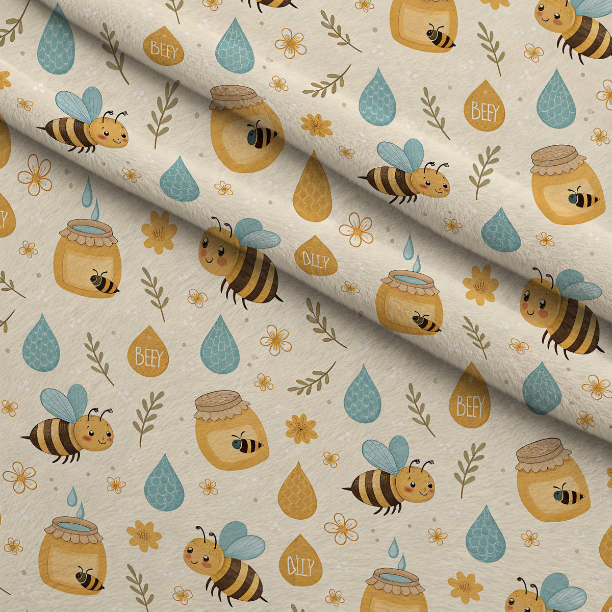 Honeycomb Harvest Pattern 3 Fleece Fabric — fleece fabric folded close-up preview (mv-fleece-v1:lying)