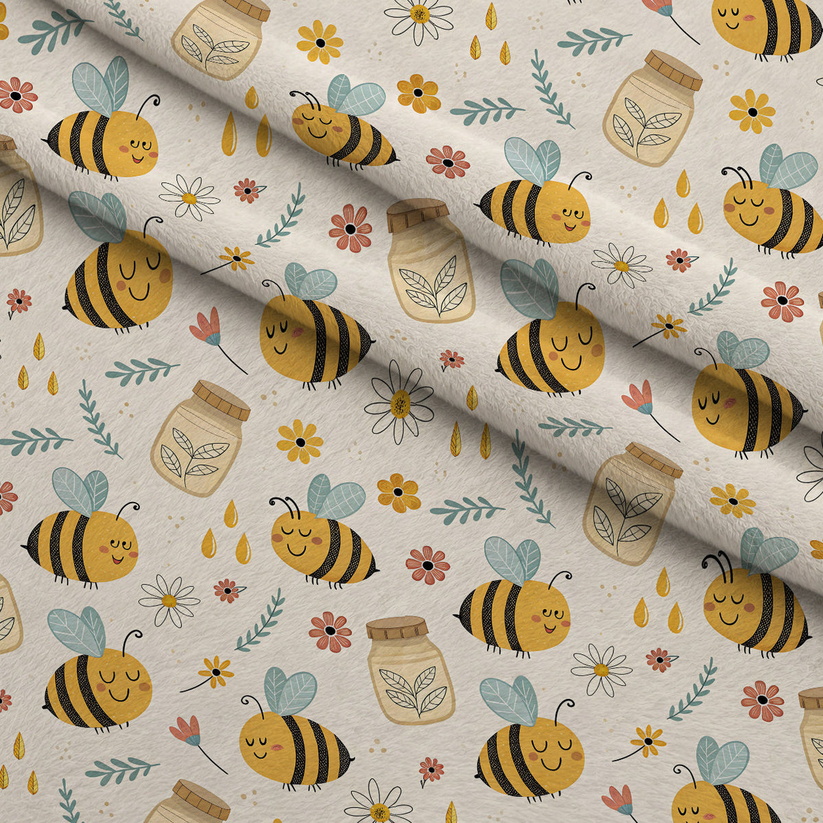 Honeycomb Harvest Pattern 7 Fleece Fabric — fleece fabric folded close-up preview (mv-fleece-v1:lying)