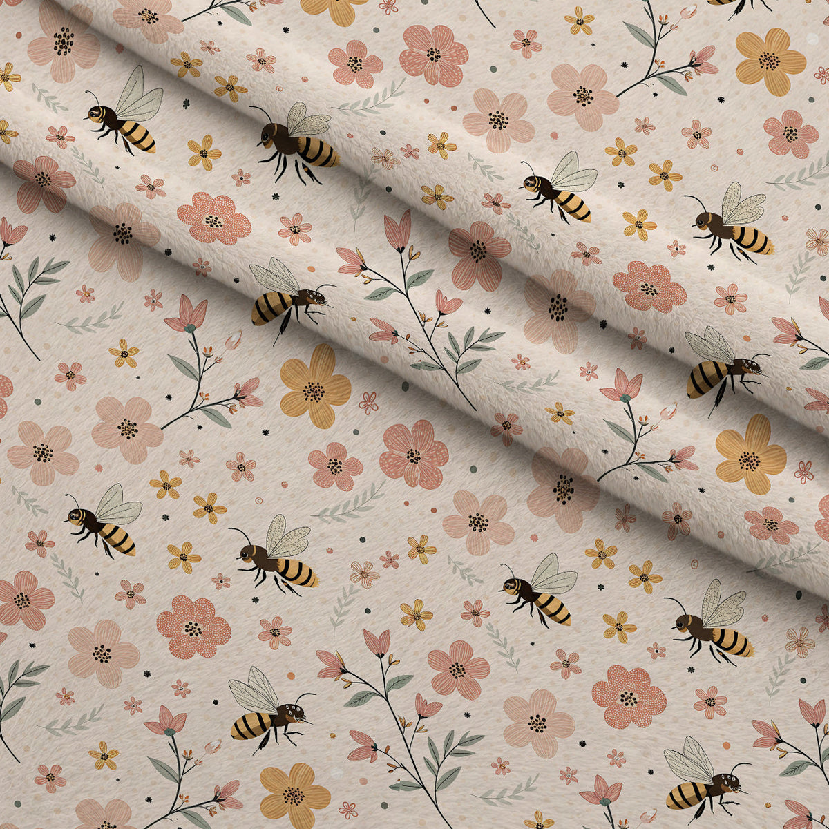Honeycomb Harvest Pattern 8 Fleece Fabric — fleece fabric folded close-up preview (mv-fleece-v1:lying)