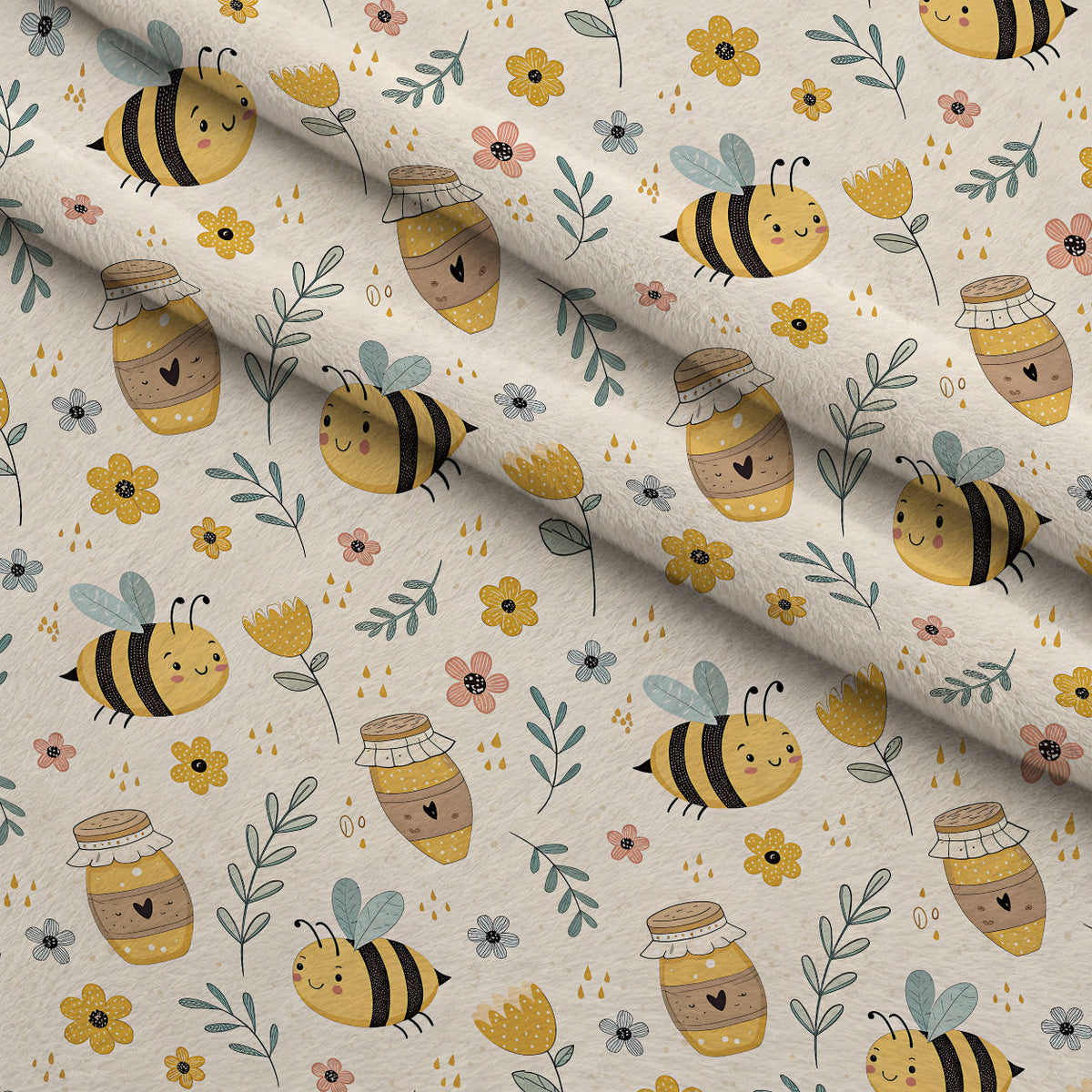 Honeycomb Harvest Pattern 9 Fleece Fabric — fleece fabric folded close-up preview (mv-fleece-v1:lying)