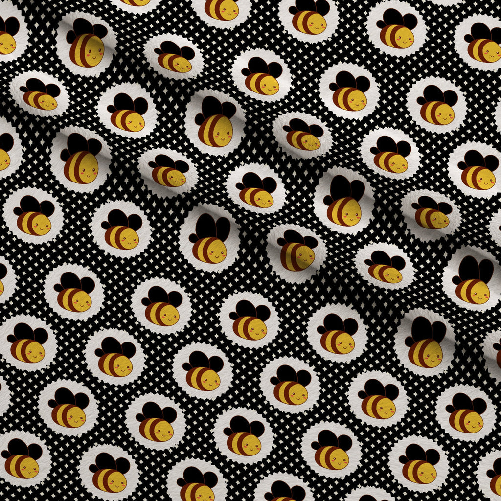 Honeycomb Hive Pattern 1 Fleece Fabric — fleece fabric folded close-up preview (mv-fleece-v1:lying)