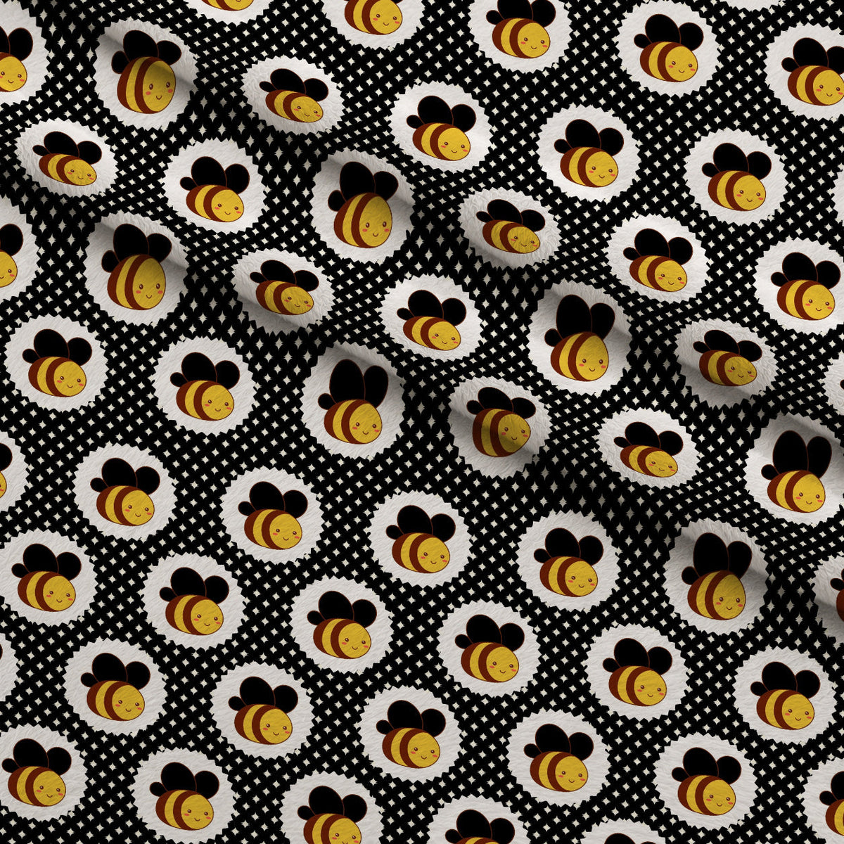 Honeycomb Hive Pattern 1 Fleece Fabric — fleece fabric folded close-up preview (mv-fleece-v1:lying)