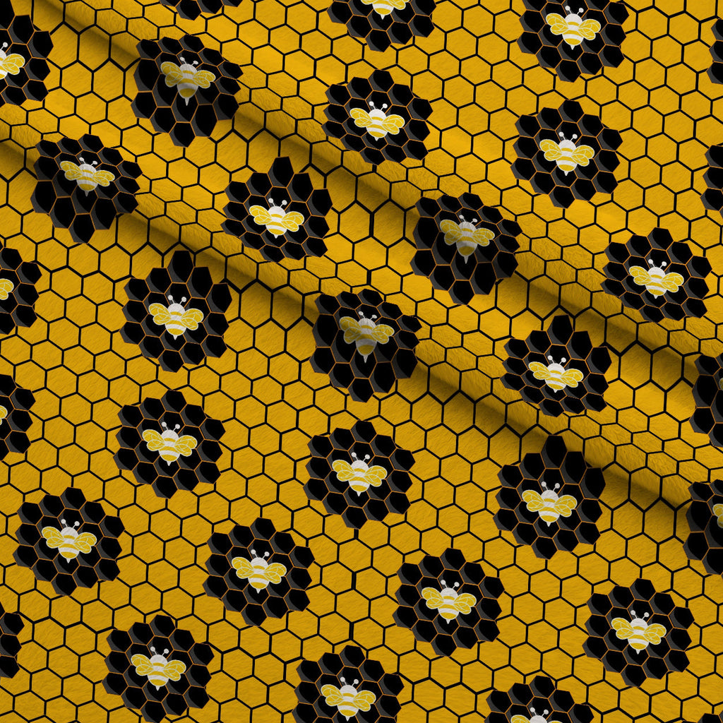 Honeycomb Hive Pattern 10 Fleece Fabric — fleece fabric folded close-up preview (mv-fleece-v1:lying)