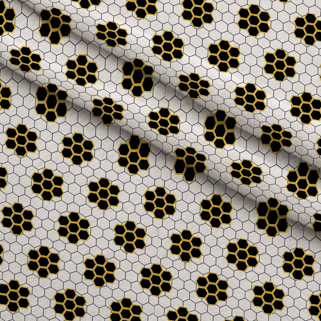Honeycomb Hive Pattern 11 Fleece Fabric — fleece fabric folded close-up preview (mv-fleece-v1:lying)