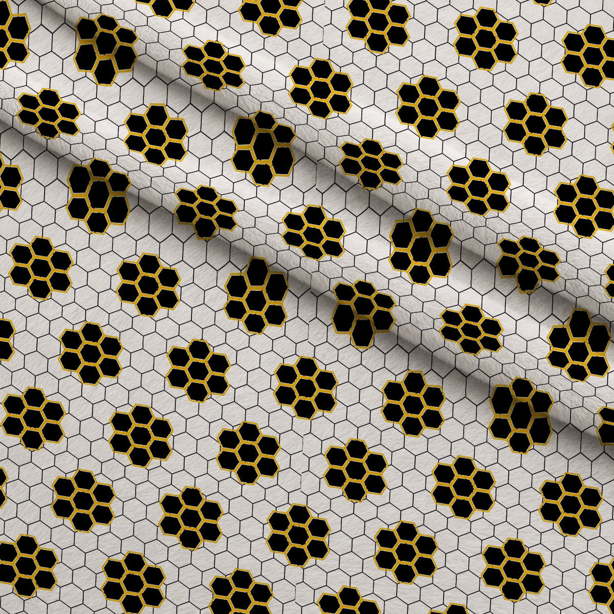 Honeycomb Hive Pattern 11 Fleece Fabric — fleece fabric folded close-up preview (mv-fleece-v1:lying)