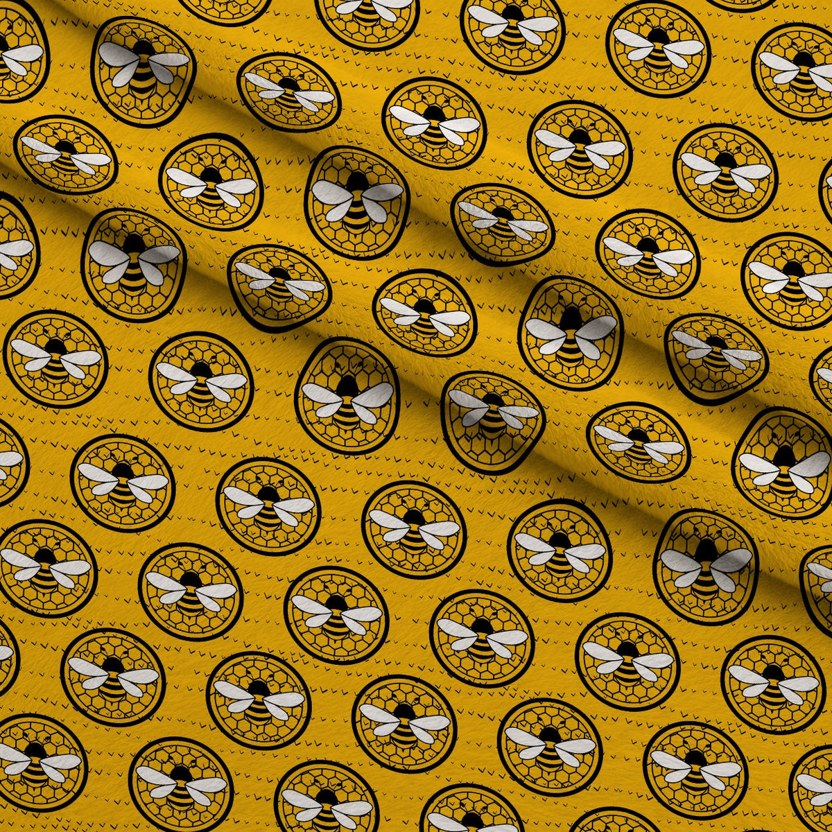 Honeycomb Hive Pattern 8 Fleece Fabric — fleece fabric folded close-up preview (mv-fleece-v1:lying)