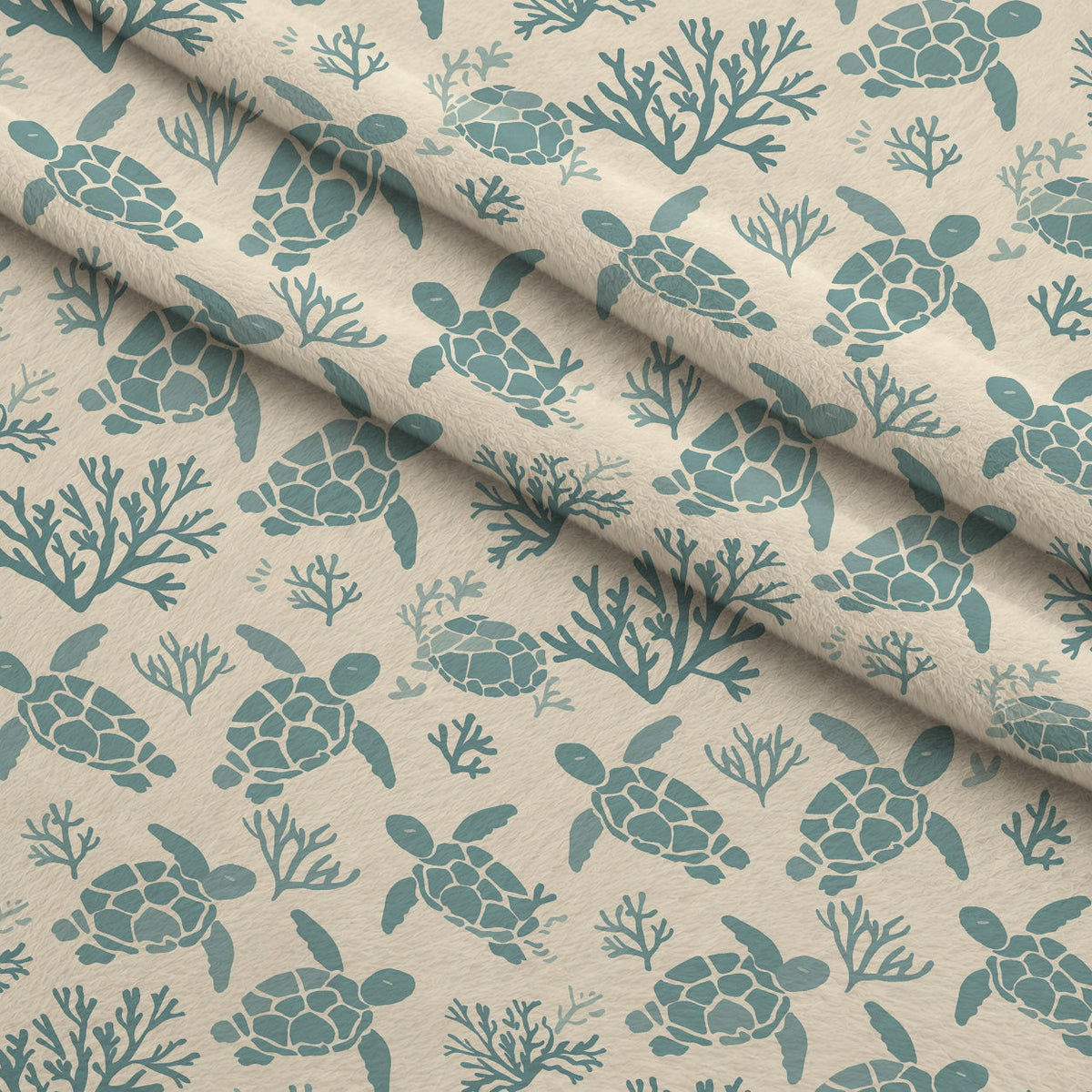 Honu Tides Pattern 1 Fleece Fabric — fleece fabric folded close-up preview (mv-fleece-v1:lying)