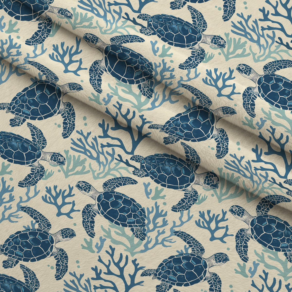 Honu Tides Pattern 2 Fleece Fabric — fleece fabric folded close-up preview (mv-fleece-v1:lying)