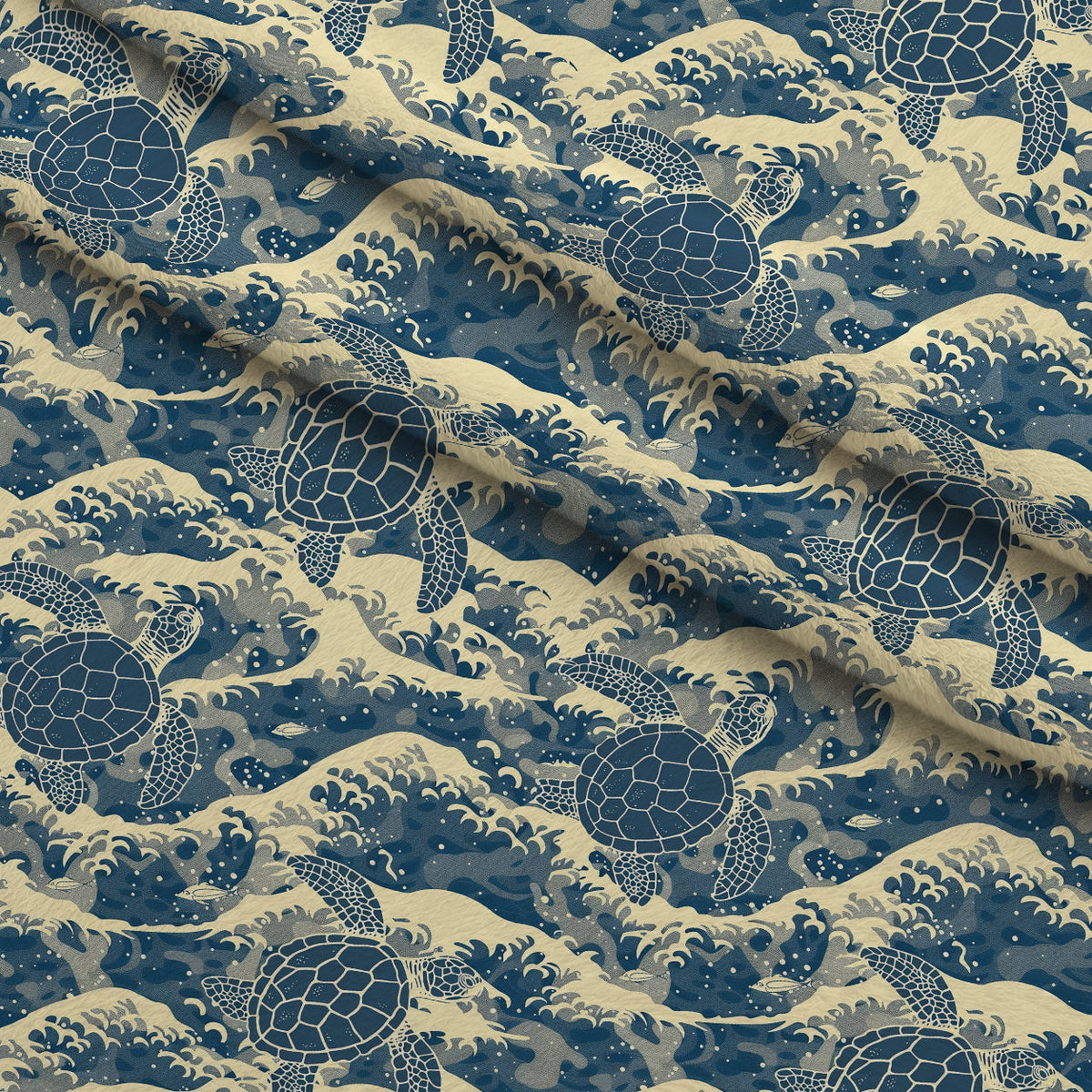 Honu Tides Pattern 5 Fleece Fabric — fleece fabric folded close-up preview (mv-fleece-v1:lying)