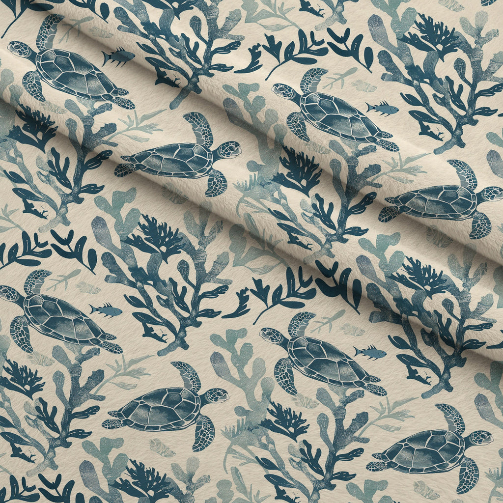 Honu Tides Pattern 6 Fleece Fabric — fleece fabric folded close-up preview (mv-fleece-v1:lying)