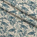 Honu Tides Pattern 6 Fleece Fabric — fleece fabric folded close-up preview (mv-fleece-v1:lying)