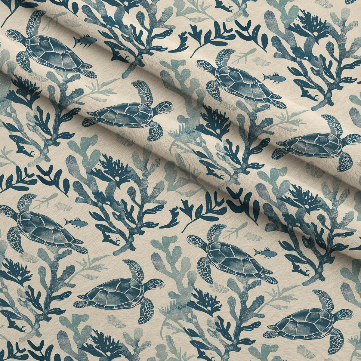 Honu Tides Pattern 6 Fleece Fabric — fleece fabric folded close-up preview (mv-fleece-v1:lying)