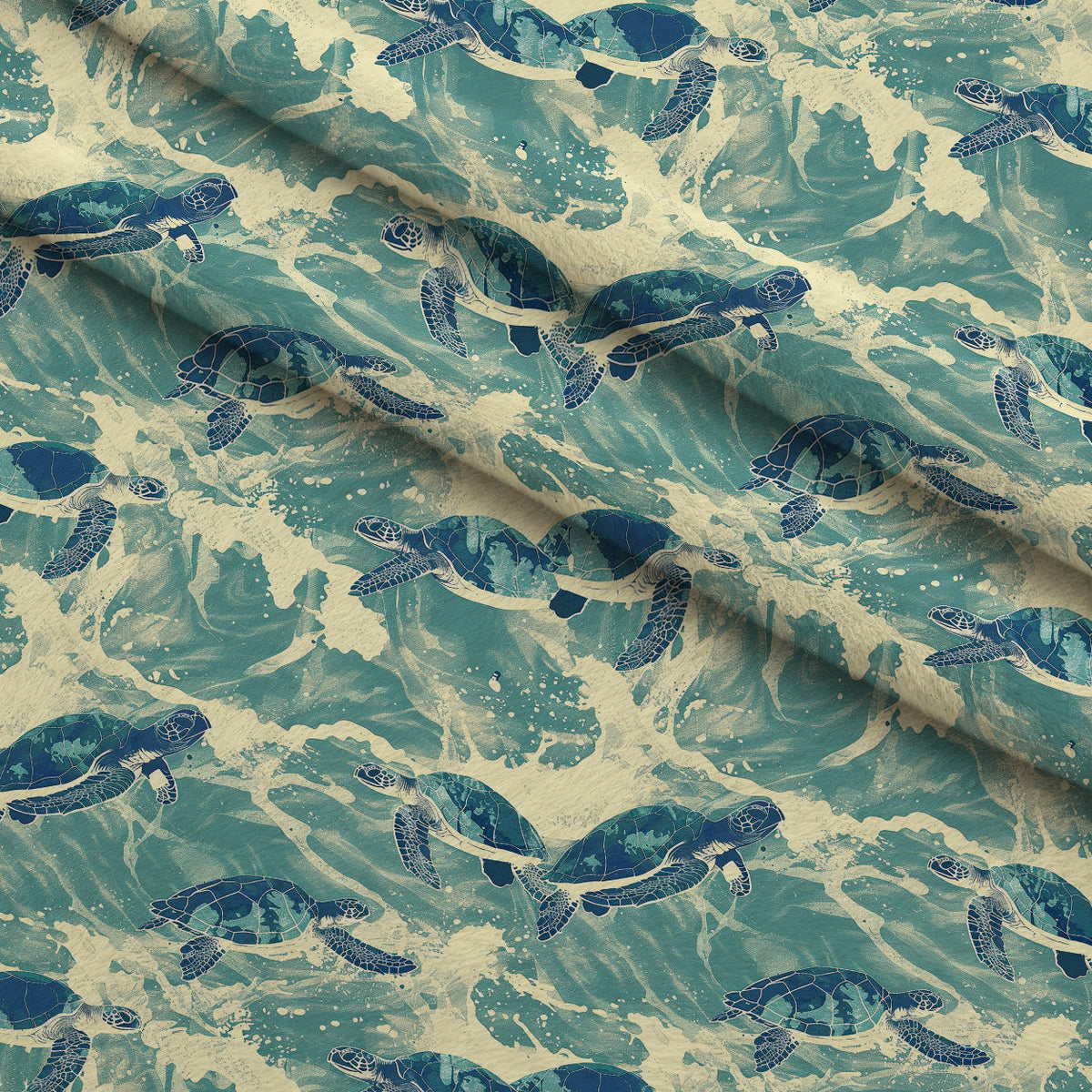 Honu Tides Pattern 8 Fleece Fabric — fleece fabric folded close-up preview (mv-fleece-v1:lying)