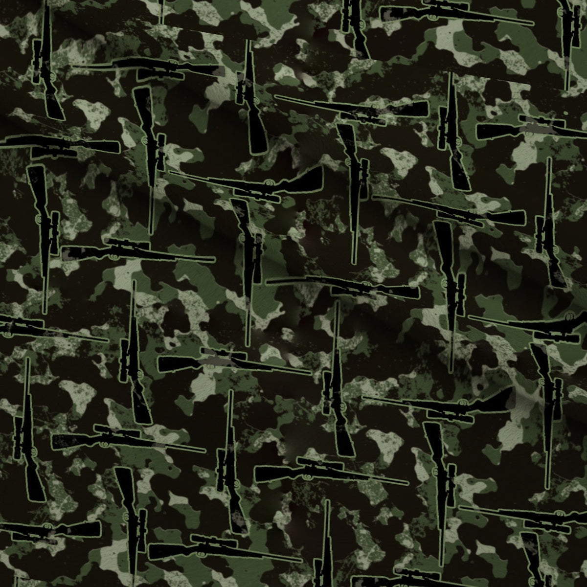 Hunting Motif Camouflage Pattern Fleece Fabric — fleece fabric folded close-up preview (mv-fleece-v1:lying)