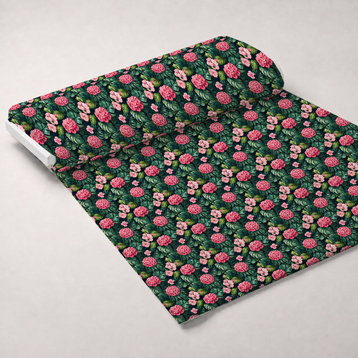 Hydrangea Jungle Pattern 12 Fleece Fabric — fleece fabric unrolled bolt preview (mv-fleece-v1:bolt)