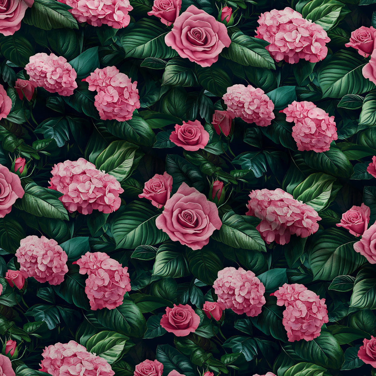 Hydrangea Jungle Pattern 14 Fleece Fabric — fleece fabric folded close-up preview (mv-fleece-v1:lying)