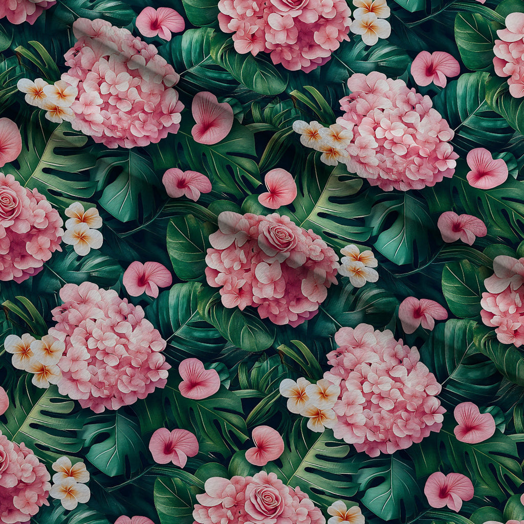 Hydrangea Jungle Pattern 2 Fleece Fabric — fleece fabric folded close-up preview (mv-fleece-v1:lying)