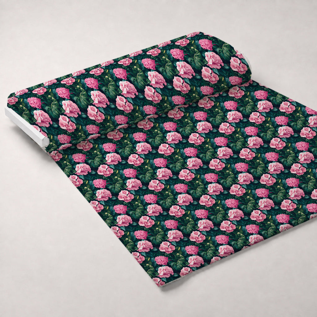 Hydrangea Jungle Pattern 3 Fleece Fabric — fleece fabric unrolled bolt preview (mv-fleece-v1:bolt)