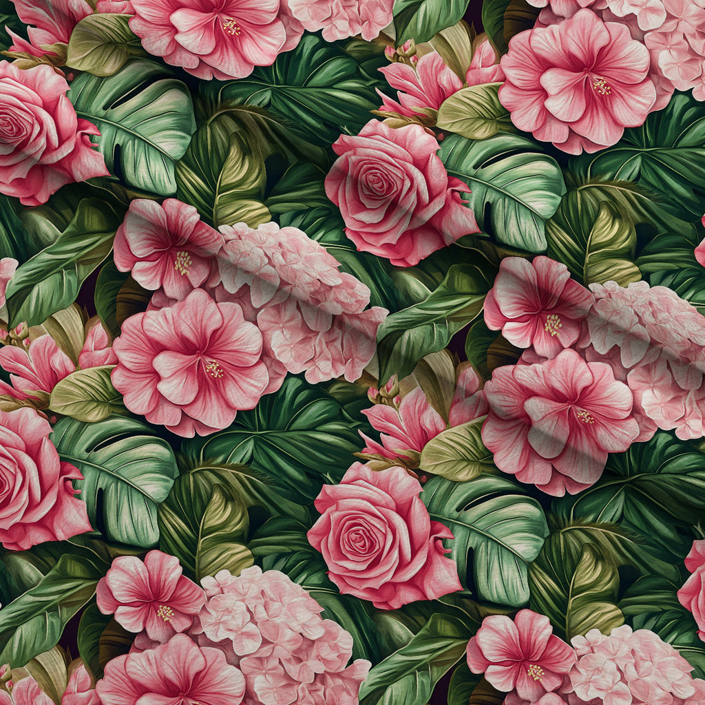 Hydrangea Jungle Pattern 7 Fleece Fabric — fleece fabric folded close-up preview (mv-fleece-v1:lying)