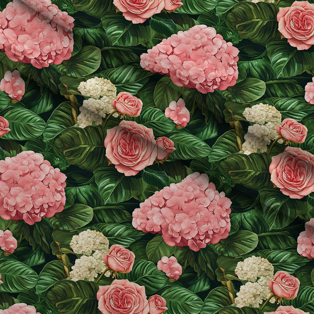 Hydrangea Jungle Pattern 8 Fleece Fabric — fleece fabric folded close-up preview (mv-fleece-v1:lying)