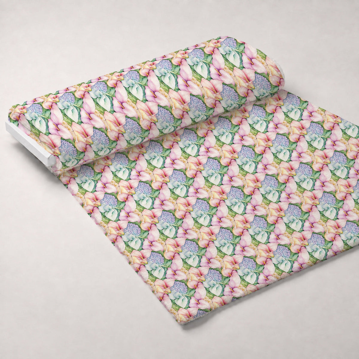 Hydrangea Serenade Pattern 6 Fleece Fabric — fleece fabric unrolled bolt preview (mv-fleece-v1:bolt)