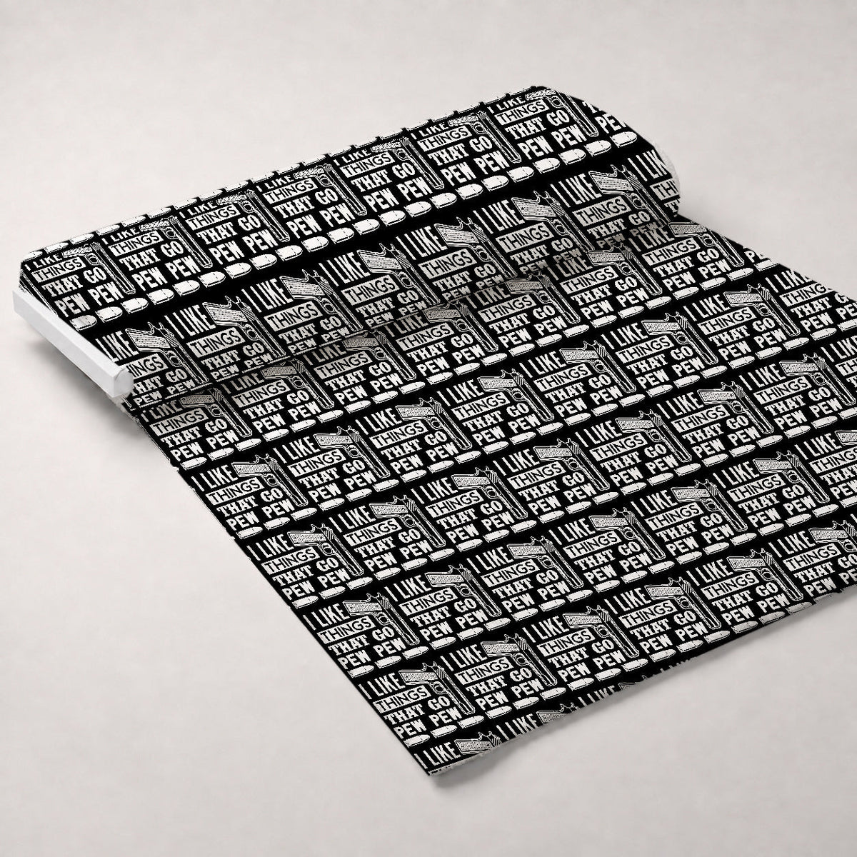 I Like Things That Go Pew Pew Fleece Fabric — fleece fabric unrolled bolt preview (mv-fleece-v1:bolt)