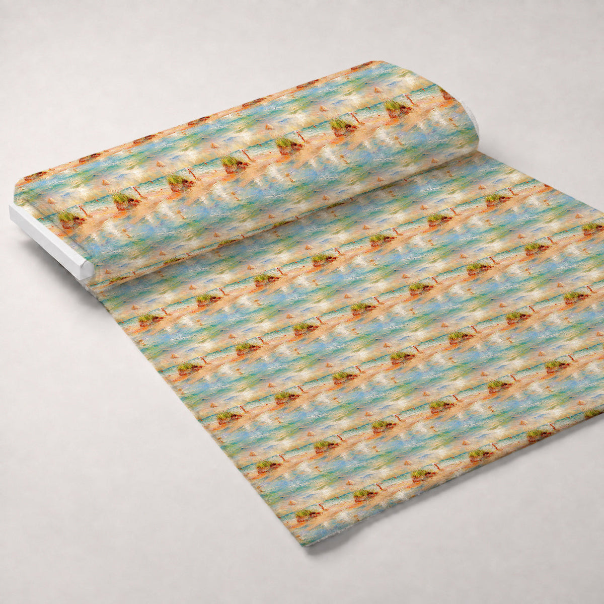 Impressionist Seaside Pattern 8 Fleece Fabric — fleece fabric unrolled bolt preview (mv-fleece-v1:bolt)