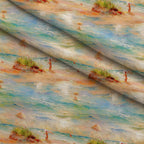 Impressionist Seaside Pattern 8 Fleece Fabric — fleece fabric folded close-up preview (mv-fleece-v1:lying)