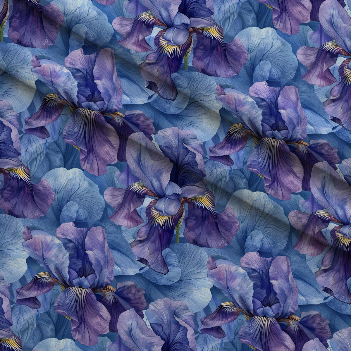 Indigo Garden Pattern 2 Fleece Fabric — fleece fabric folded close-up preview (mv-fleece-v1:lying)