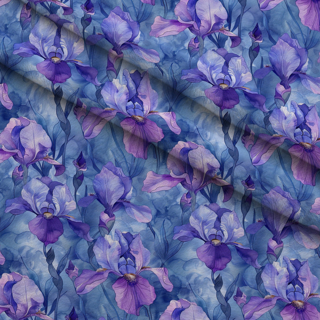 Indigo Garden Pattern 5 Fleece Fabric — fleece fabric folded close-up preview (mv-fleece-v1:lying)