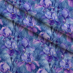 Indigo Garden Pattern 5 Fleece Fabric — fleece fabric folded close-up preview (mv-fleece-v1:lying)