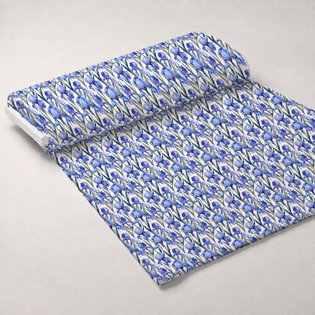Indigo Garden Pattern 8 Fleece Fabric — fleece fabric unrolled bolt preview (mv-fleece-v1:bolt)