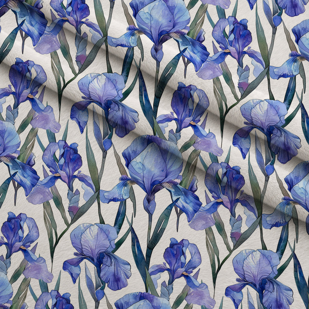 Indigo Garden Pattern 8 Fleece Fabric — fleece fabric folded close-up preview (mv-fleece-v1:lying)