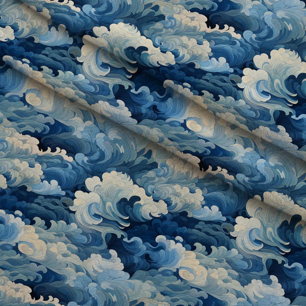 Indigo Swells Pattern 7 Fleece Fabric — fleece fabric folded close-up preview (mv-fleece-v1:lying)