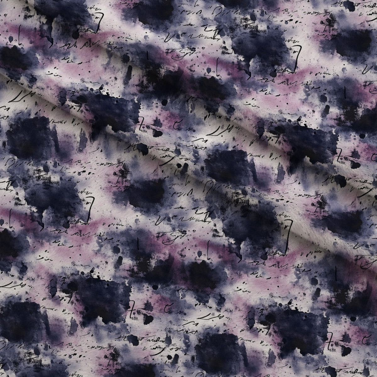 Inkwash Manuscript Pattern 10 Fleece Fabric — fleece fabric folded close-up preview (mv-fleece-v1:lying)