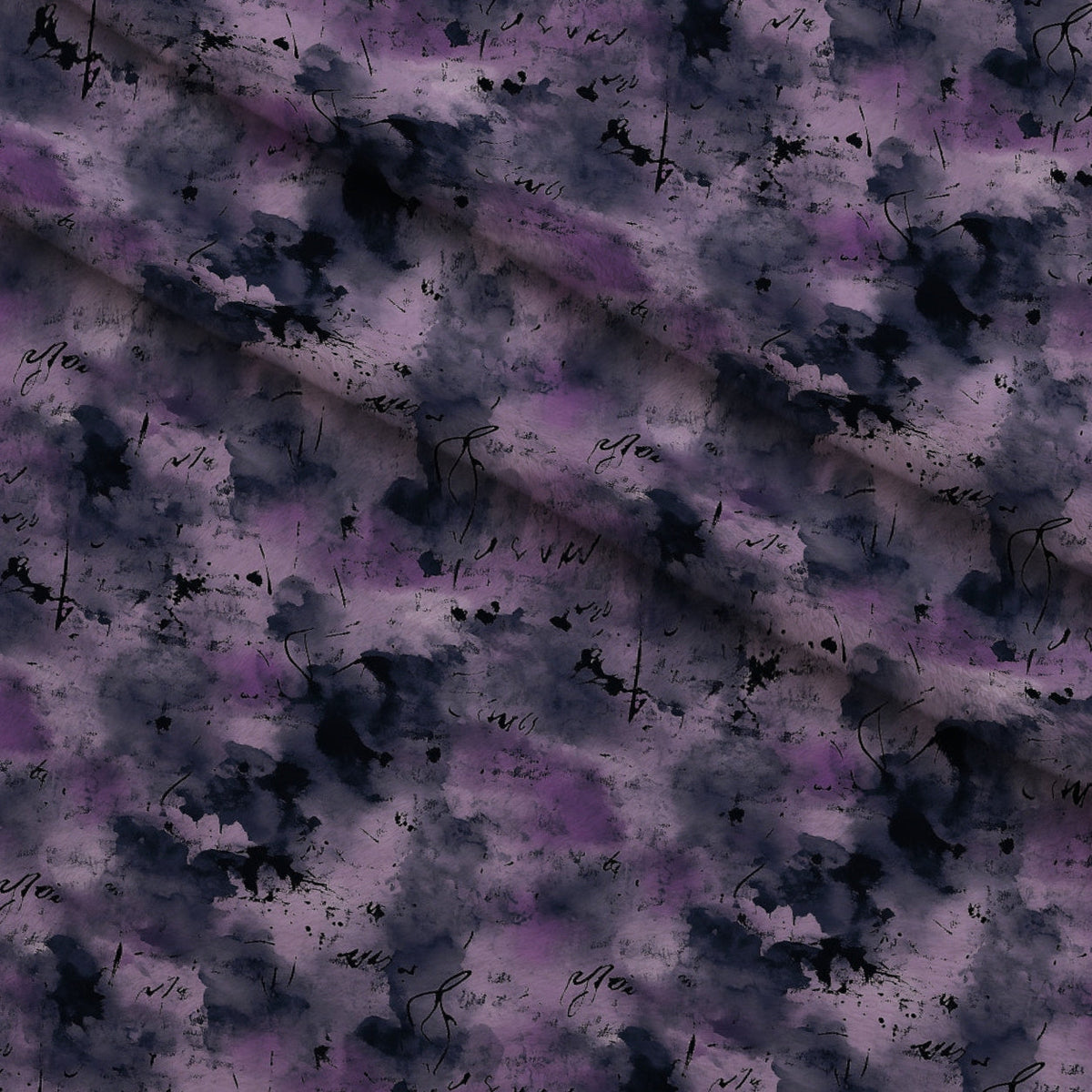 Inkwash Manuscript Pattern 12 Fleece Fabric — fleece fabric folded close-up preview (mv-fleece-v1:lying)
