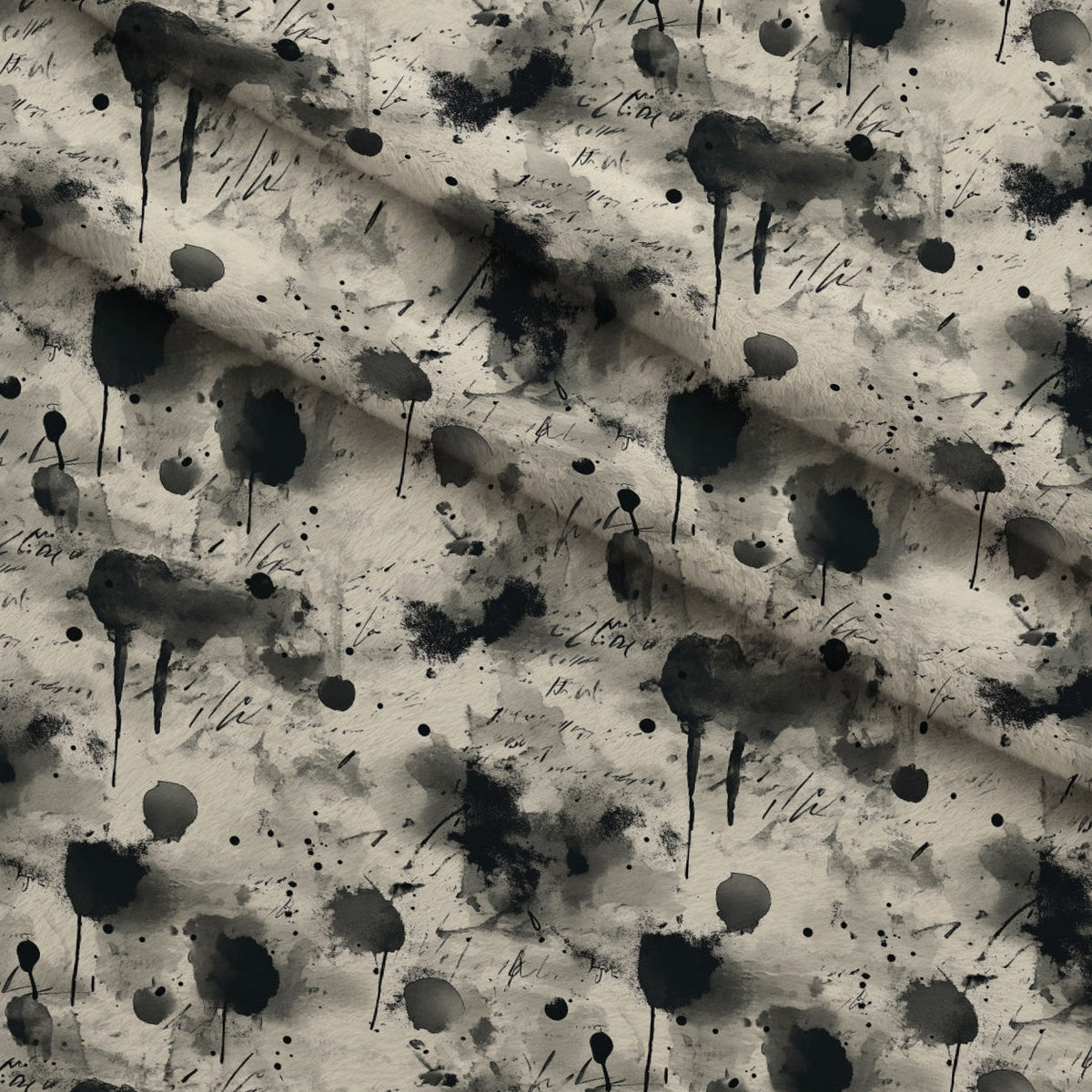 Inkwash Manuscript Pattern 7 Fleece Fabric — fleece fabric folded close-up preview (mv-fleece-v1:lying)