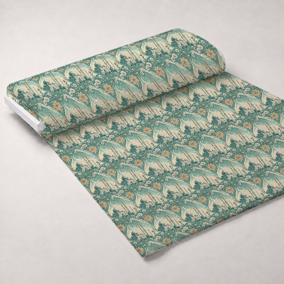 Islamic Blue Pattern 4 Fleece Fabric — fleece fabric unrolled bolt preview (mv-fleece-v1:bolt)