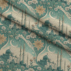Islamic Blue Pattern 4 Fleece Fabric — fleece fabric folded close-up preview (mv-fleece-v1:lying)