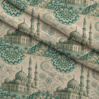 Islamic Blue Pattern 8 Fleece Fabric — fleece fabric folded close-up preview (mv-fleece-v1:lying)