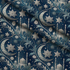 Islamic Dark Blue Pattern 11 Fleece Fabric — fleece fabric folded close-up preview (mv-fleece-v1:lying)
